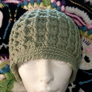 Handmade Crochet Camo Green Beanie Hat